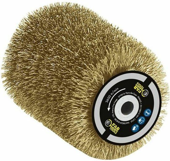 Far Tools Messing draadborstel 0.3mm Ø80mm - L 100mm voor strippen / ontvetten