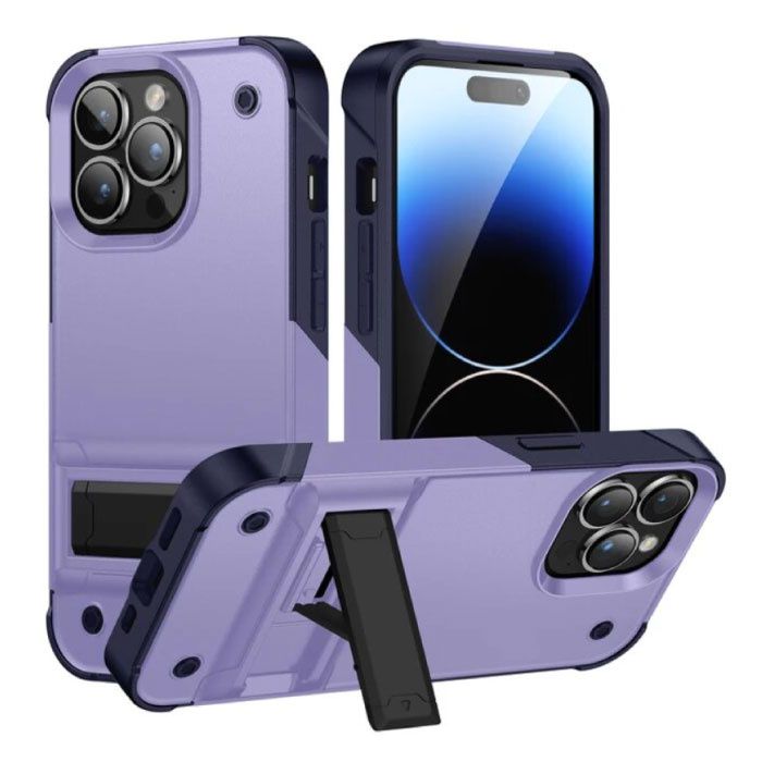 Huikai iPhone SE (2022) Armor Case with Kickstand - Shockproof - Purple