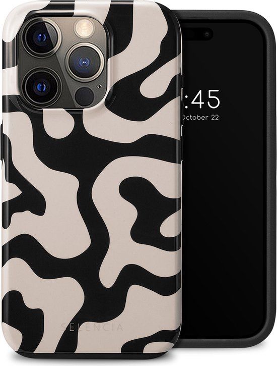 Selencia Vivid Backcover iPhone 15 Pro Hoesje - Art Wave Black