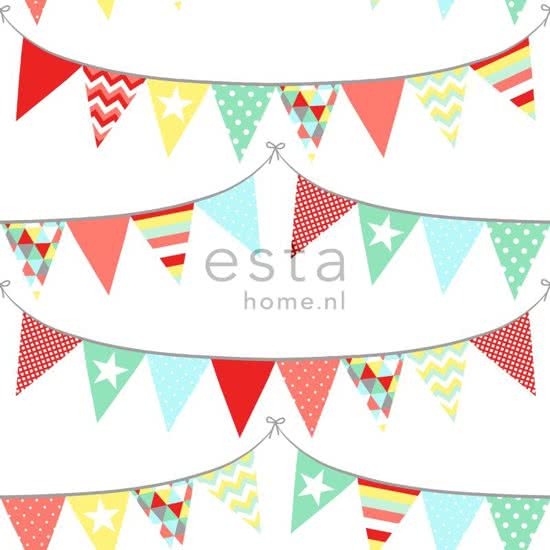 Esta Home HD vliesbehang vlaggenlijn kleurrijk - 138717 van ESTAhome nl