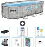 Bestway Ovaal Power Steel Swim Vista Zwembad - Steenprint - 549 x 274 x 122 cm