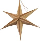 Stern Fabrik kerstster decoratie - bruin - 29 cm - eco - papier - 6 punten - hangend