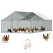 VEVOR Grand poulailler en métal 3x5,95x2 m, parc grillagé pour poules avec toit en pointe, bâche en PE, porte avec loquet, poulailler extérieur accessible pour canards, lapins et volailles