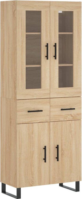 vidaXL Hoge kast 69,5x34x180 cm bewerkt hout sonoma eikenkleurig