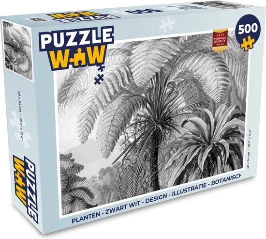 MuchoWow Puzzel Planten - Zwart wit - Design - Illustratie - Botanisch - Legpuzzel - Puzzel 500 stukjes - Sinterklaas cadeautjes - Sinterklaas voor grote kinderen