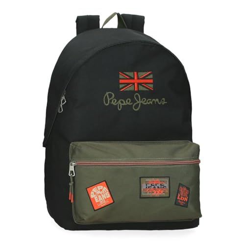 Pepe Jeans Ponder Rugzak voor school, draagbaar, 39,6 cm, zwart, 31 x 44 x 17,5 cm, 23,87 liter polyester, 23,87 liter, Zwart, Eén maat, schoolrugzak
