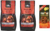 Fire-up BBQ starterspakket - houtskool briketten 6 kilo - barbecue aanmaakblokjes 72x