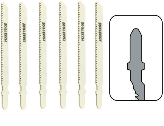 Tooltech Decoupeerzaagbladen T-Schacht Voor Hout 6 Delig