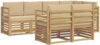 vidaXL - Buiten - bank - set - 7 - st - Wit - en - Beige - Polyester