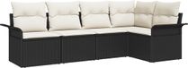 vidaXL Banc de jardin - Set - 5 - pièces - Noir - poly - rotin