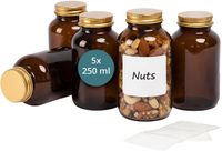 Merkloos Relaxdays Glazen - 5 stuks - 250 ml - bruin en goud