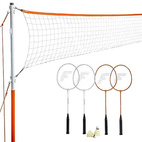 Franklin Sports Franklin Sports Badmintonset - Badmintonnetset in de achtertuin - Inclusief rackets en vogeltjes - achtertuin of strand badmintonset - starterset, eenheidsmaat