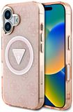 Guess IML Metal Glitter - iPhone 16 Hoesje - MagSafe Compatibel - Roze - Elegante 4G Circle
