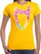 Bellatio Decorations Tropical party T-shirt voor dames - bloemenkrans - geel - carnaval/themafeest XS