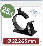 Quadrios 24CA454 Bevestigingssokkel Zelfklevend 22.2-25mm Zwart 25 stuks