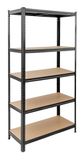 DEDRA Metall-Lagerregal, 5 MDF-Regalböden, Maße 180 × 90 × 40 cm, schwarz, 175 kg pro Regalboden, flexible Konfiguration, einfache Montage, stabil und robust