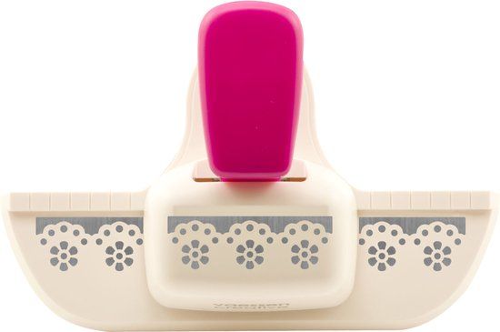 Vaessen Creative Pons - Randpons Bloemetjes - 1,4 x 4,5 cm - Ivoor/Roze