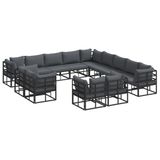 vidaXL Tuinbank - Set - 13-st - Zwart - Aluminium