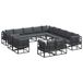 vidaXL Tuinbank - Set - 13-st - Zwart - Aluminium