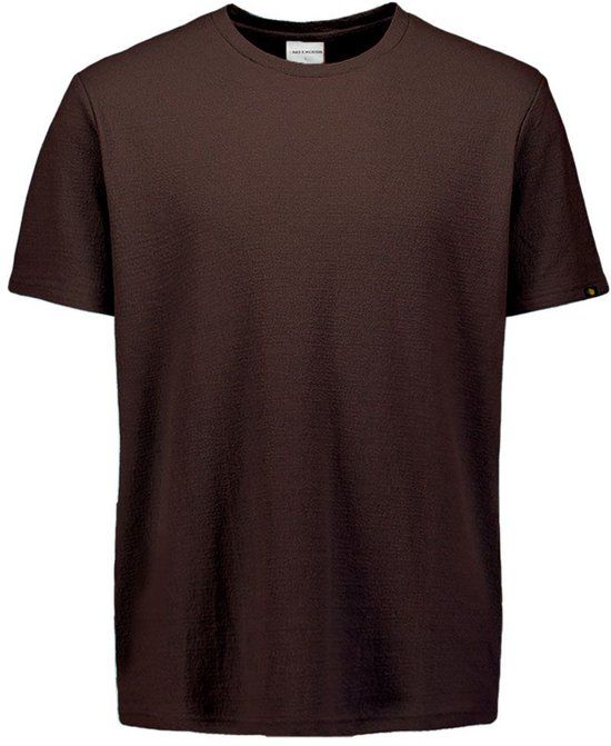 No Excess T-shirt met ronde hals en korte mouwen, Effen, Regular Fit, Katoen, Polyester, L, Dark Brown
