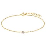 Lucardi - Dames Stalen goldplated armband rond met zirkonia - 20 cm