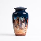 Urn Store Smulders Verhuur & Handelsonderneming B.V. Paarden Urn Groot 3,8 liter met Galopperende Paarden