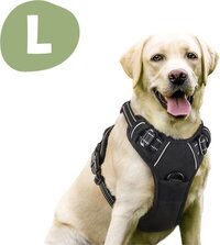 De Blaffende Kat - Hondentuigje Y-tuig - Zwart - Maat L - Anti-trek - Reflecterend