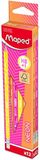 Maped - 12 grafietpotloden HB2 NEON - FSC HB potloden met gummunt - Ergonomische driehoekige vorm - Duurzame vulling