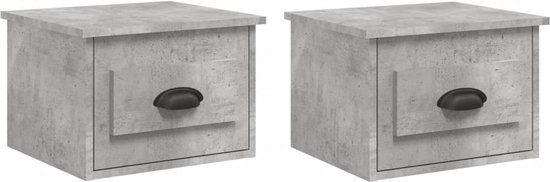 vidaXL Nachtkastjes - Set van 2 - Wandgemonteerd - Betongrijs