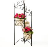 Unyqoos® Stijlvol zwart metalen plantenrek met drie niveaus voor binnen en buiten