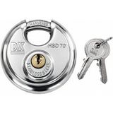 Dulimex cadenas à disque DX en acier inoxydable Ø 70 mm avec cylindre s'entrouvrant