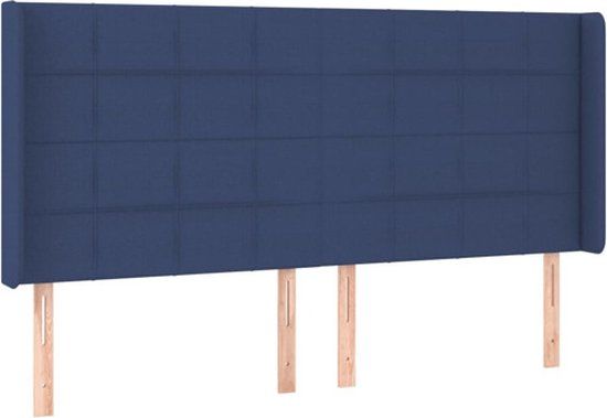vidaXL Hoofdbord met randen 183x16x118/128 cm stof blauw