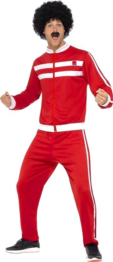 Smiffys Scouser Tracksuit - Red & White - Men - Size L