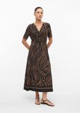 s.Oliver Midi-wikkeljurk van viscosemix met zebraprint en lange mouwen voor dames in maat 40