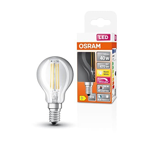 OSRAM Lamps OSRAM Superstar dimbare LED lamp met bijzonder hoge kleurweergave (CRI90), E14-basis Filament optiek ,Warm wit (2700K), 470 Lumen, substituut voor 40W-verlichtingsmiddel dimbaar, 1-Pak