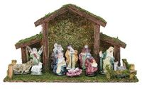 Toyland® Traditionele kerststal - stal met 11 kerstfiguren - kerstversiering