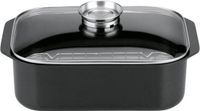Elo Braadpan rechthoekig met glas deksel 8 liter Gietaluminium Zwart