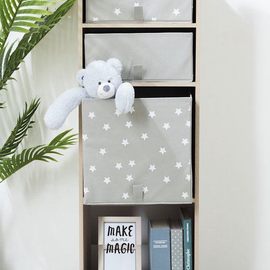 Opbergdoos Vierkant - Sterren, Roze - (29x29x29cm)