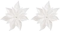 Cosy & Trendy Décoration de sapin de Noël - 2x - fleur - sur clip - étoile de Noël blanche - 18 cm