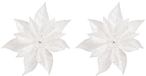 Cosy & Trendy Décoration de sapin de Noël - 2x - fleur - sur clip - étoile de Noël blanche - 18 cm