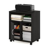 Furinno ECON Printerstandaard met opslag, printerstandaard voor onder bureau, printertafel met wielen, open planken en gesloten kast, voor CPU, kantoorbenodigdheden, thuiskantoor, espresso