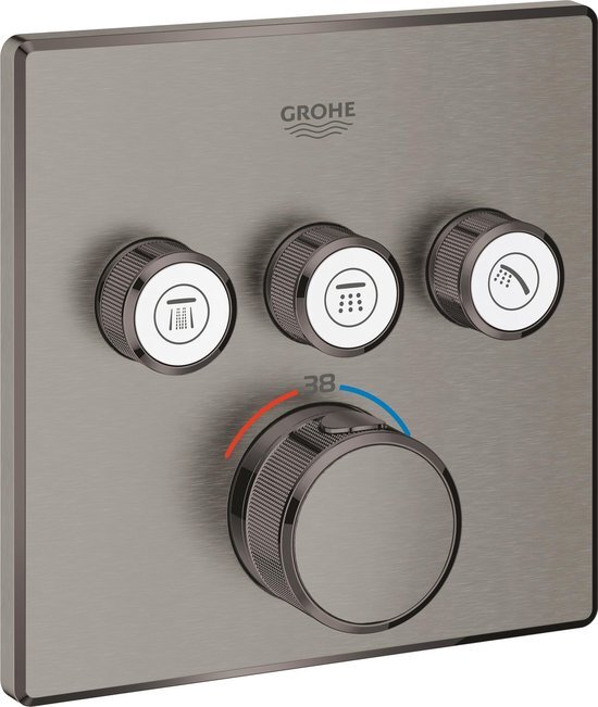 GROHE Grohtherm Smartcontrol Douche Opbouwdeel Vierkant 15,8x4,3x15,8 cm Hard Graphite Geborsteld