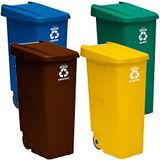 Wellhome Recycling set 110 liter, gesloten, 440 liter, in 4 containers, in de kleuren blauw/groen/geel/bruin, 110 l c/u