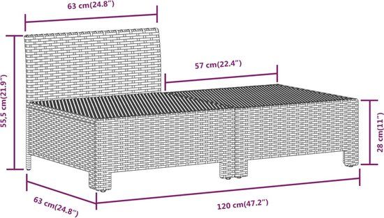 vidaXL 7-delige Loungeset met kussens poly rattan grijs