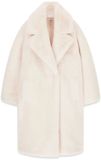 Guess Damesjas Vanna Lange Mantel Creme Wit Multi Polyester Faux Fur Maat L