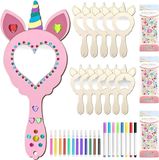 12 kits de bricolage licorne, miroir en bois à peindre pour enfants