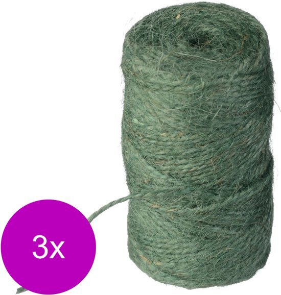 Nature Jute Touw Groen - Klim-En Geleide Artikel - 3 x 7x7x6 cm 90 M