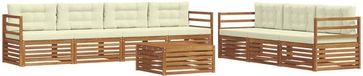 vidaXL - Bank loungeset - 7 zitplekken - Natuurlijk en crème - Acacia hout