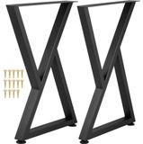 Pieds de table - Support de table en forme de Z, set de 2 - 71 x 46 cm - Acier - Noir - Moderne