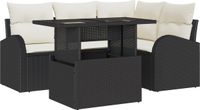 vidaXL Tuinbank Set 5-stuks 4-Aantal zitplaatsen Zwart Poly-rattan